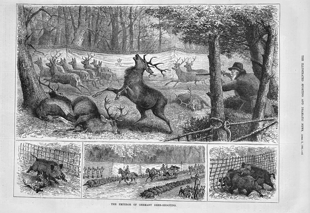 The Emperor of Germany Deer-shooting.  1881.