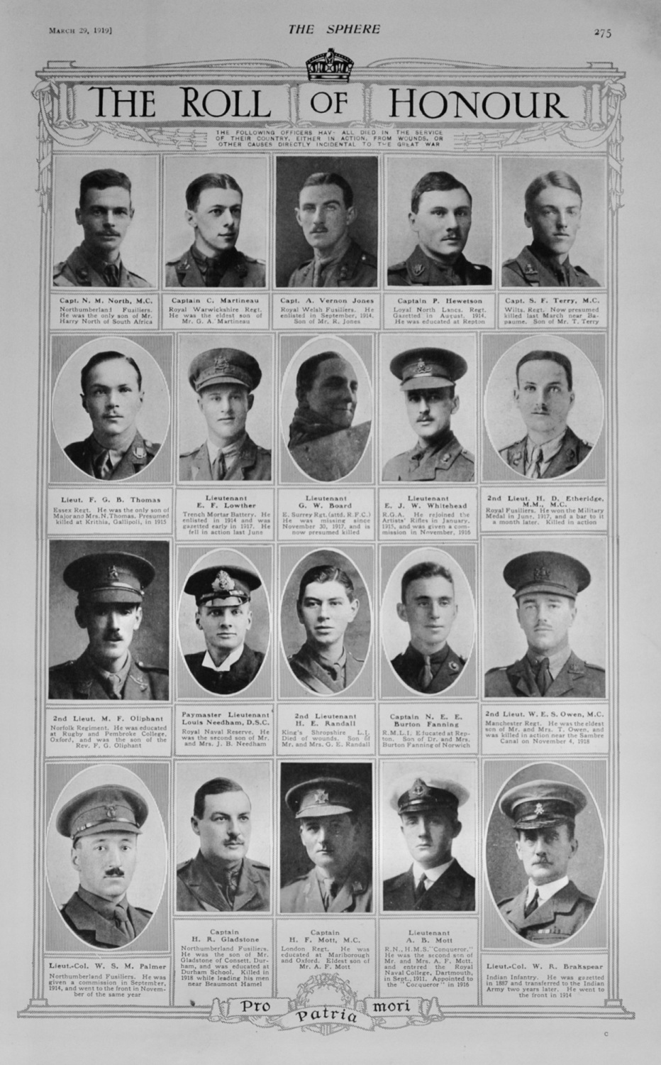 Roll of Honour - 1919