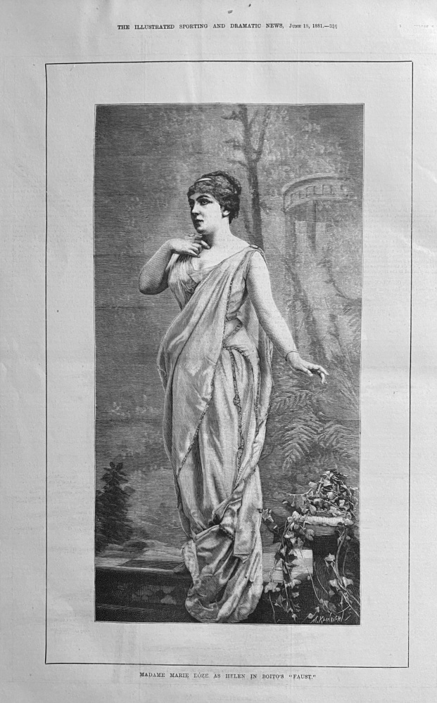 Madame Marie Loze as Helen in Boito;s "Faust."  1881,