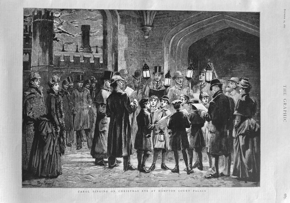 Carol Singing on Christmas Eve at Hampton Court Palace. 1888.