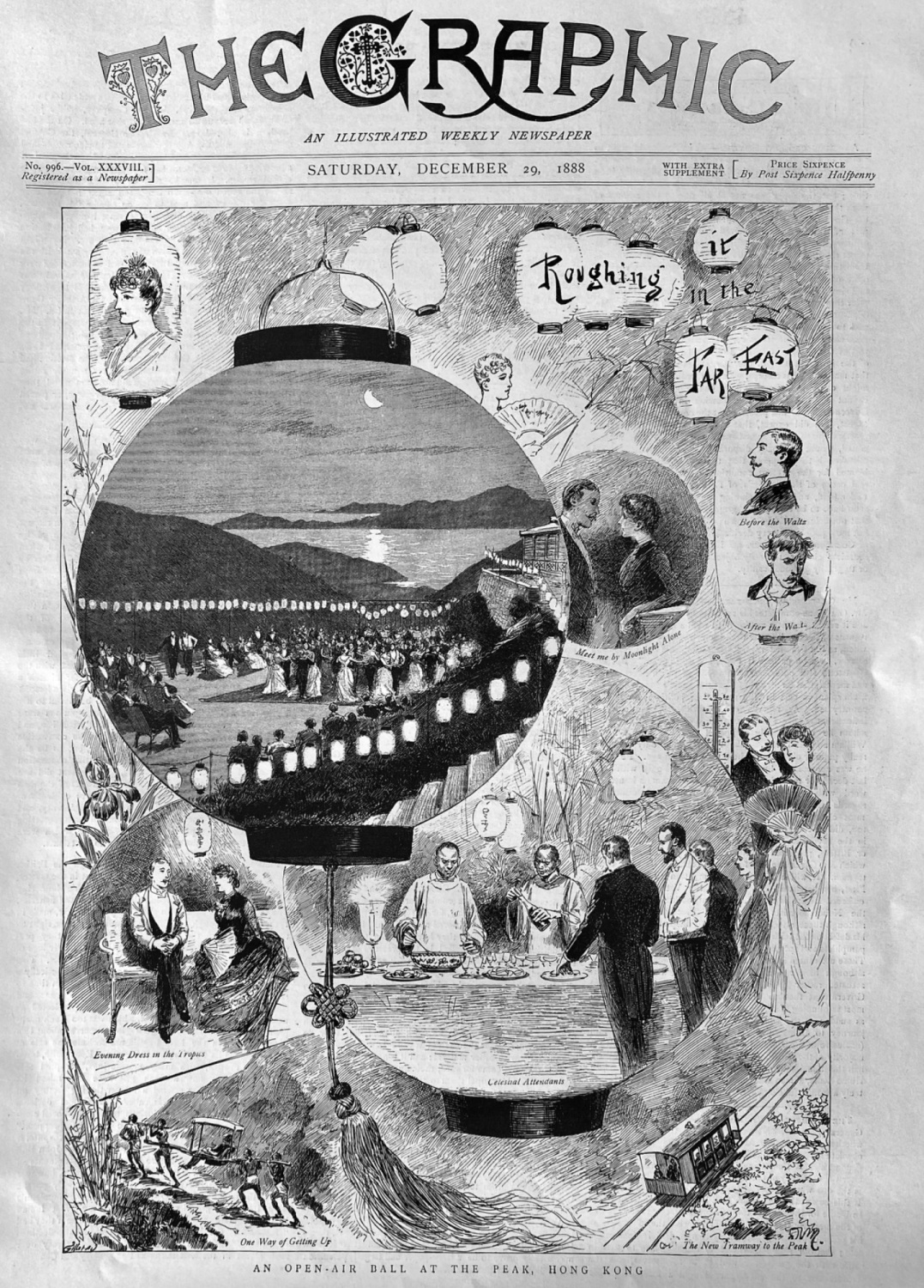 An Open-Air Ball at the Peak,  Hong Kong.  1888.