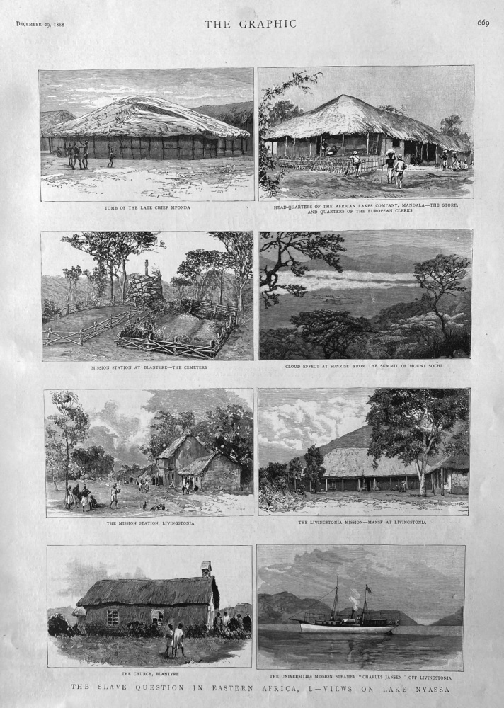 The Slave Question in Eastern Africa,  1.- Views on Lake Nyassa.  1888.