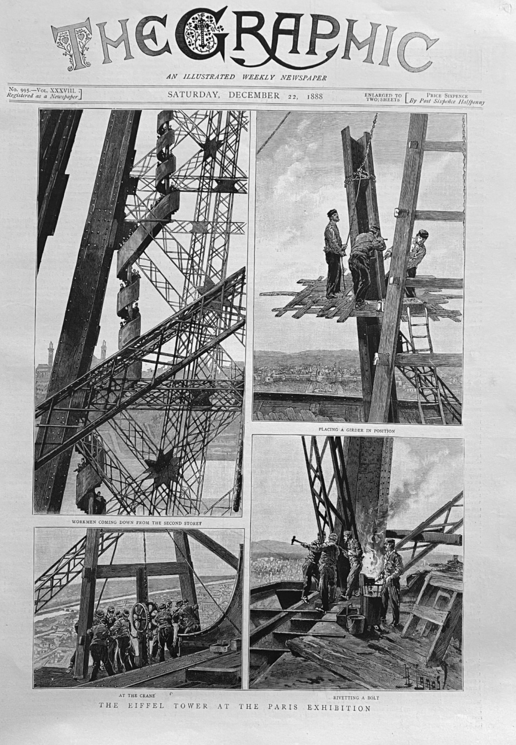 The Eiffel Tower at the Paris Exhibition.  1888.