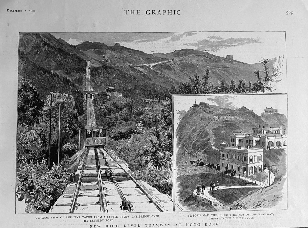 New High Level Tramway at Hong kong.  1888.