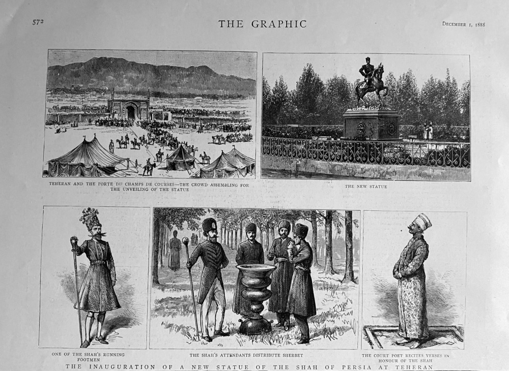 The Inauguration of a new Statue of the Shah of Persia at Teheran.  1888.