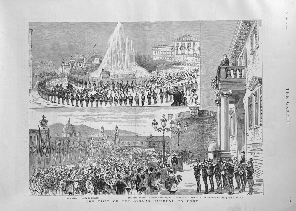 The Visit of the German Emperor to Rome.  1888.