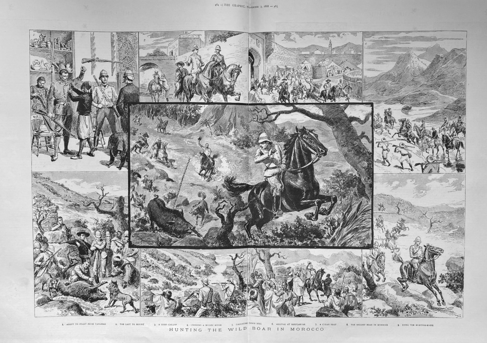 Hunting the Wild Boar in Morocco.  1888.