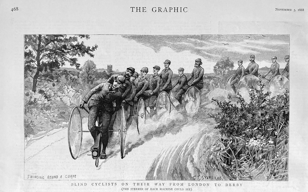 Blind Cyclists on their way from London to Derby. 1888.
