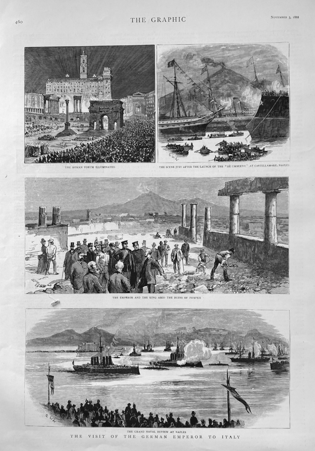 The Visit of the German Emperor to Italy.  1888.