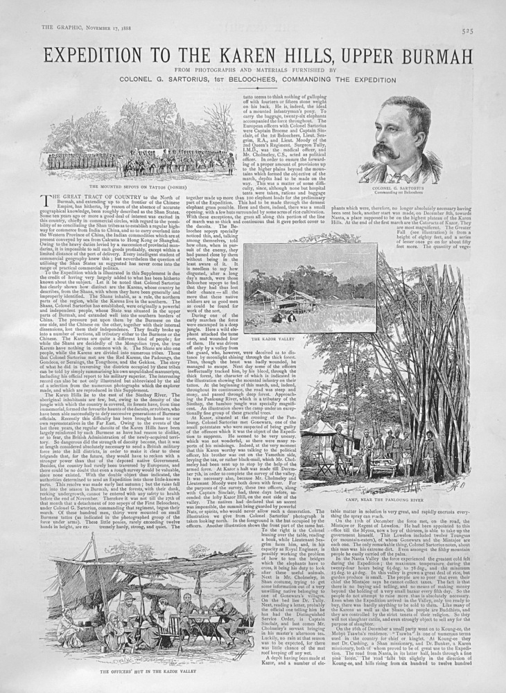 Expedition to the Karen Hills, Upper Burmah.   1888.