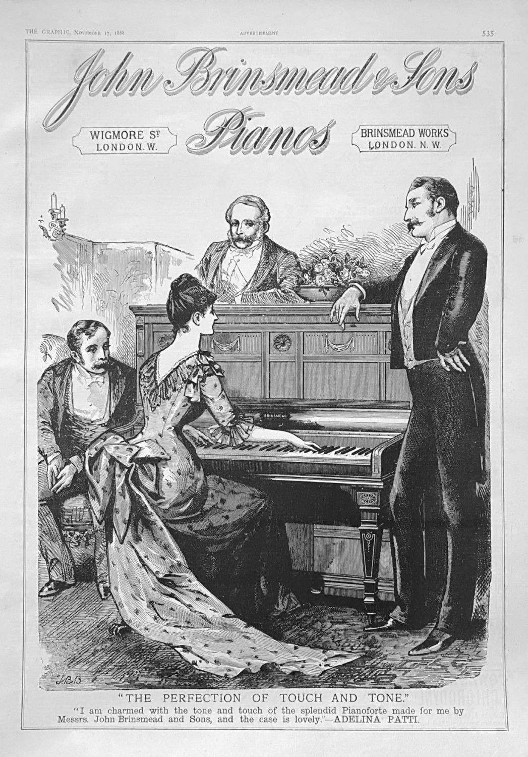 John Brinsmead & Sons Pianos.  1888.