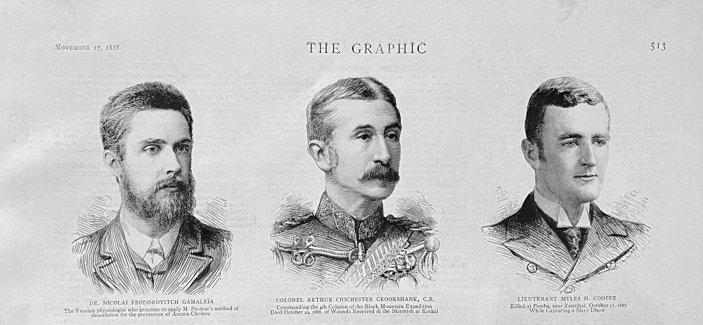 Dr. Nicolai Feodorovitch Gamaleia  :  Colonel Arthur Chichester Crookshank, c.b.  ;  Lieutenant Myles H,  Cooper.  1888.