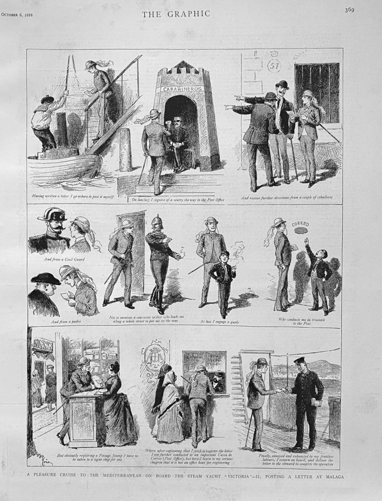 A Pleasure Cruise to the Mediterranean on Board the Steam Yacht "Victoria"-II., Posting a Letter at Malaga. 1888.