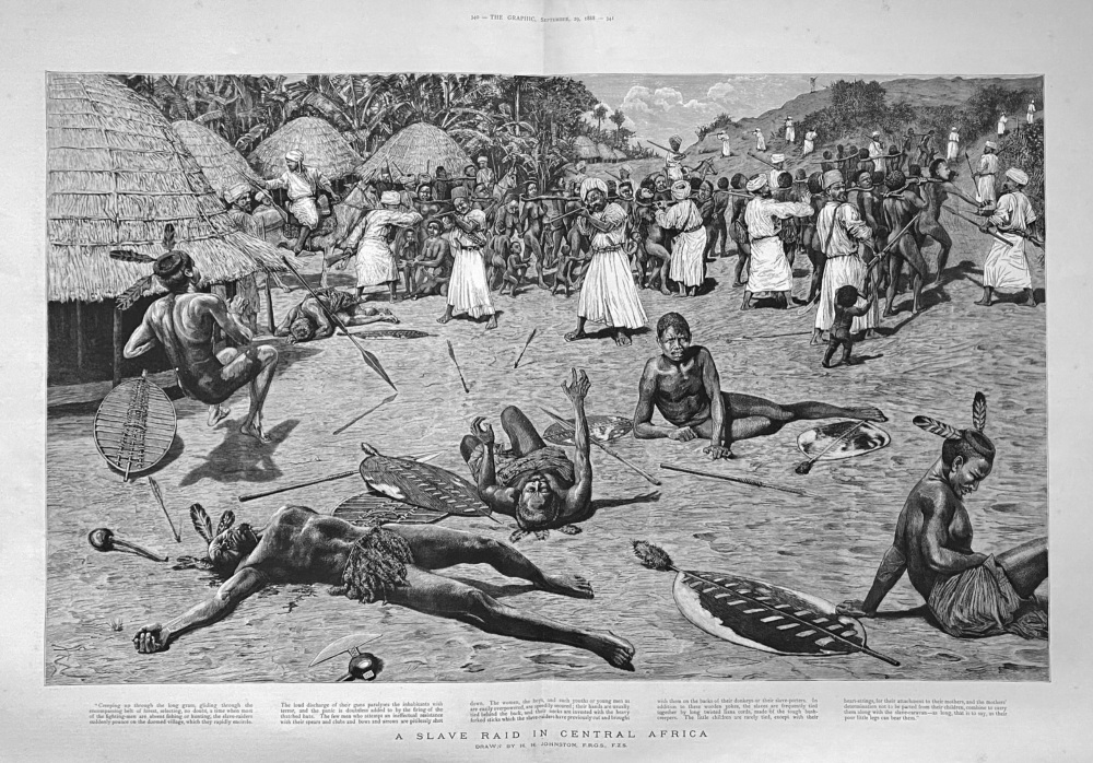 A Slave Raid in Central Africa.  1888.