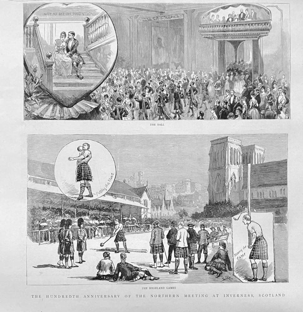 The Hundredth Anniversary of the Northern Meeting at inverness, Scotland.  1888.