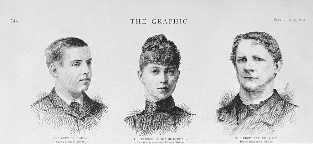 The Duke of Sparta.   &  The Princess Sophie of Germany.  & The Right Rev. Dr. Jayne.   1888.