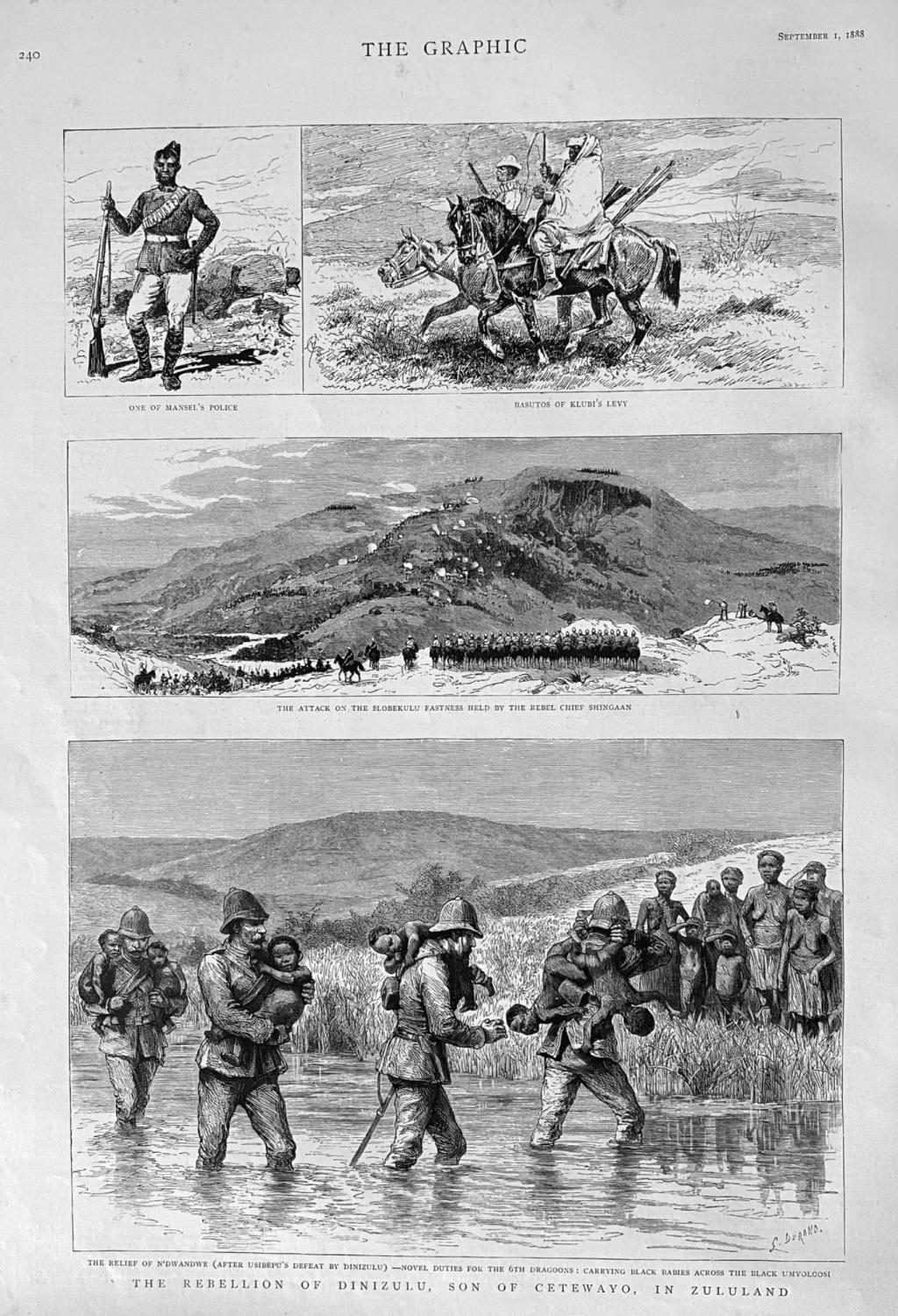 The Rebellion of Zinizulu,  Son of Cetewayo, in Zululand.  1888.
