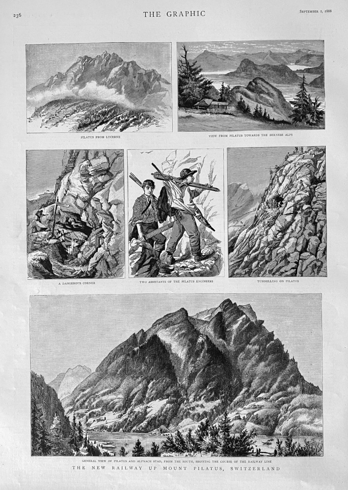 The New Railway up Mount Pilatus, Switzerland.  1888.