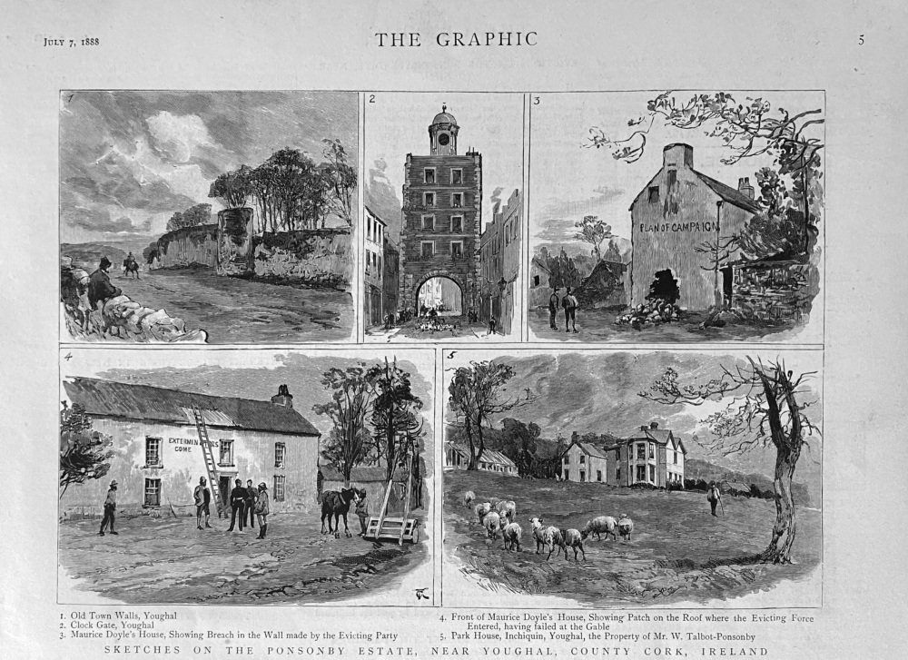 Sketches on the Ponsonby Estate, Near Youghal, County Cork, Ireland.  1888.