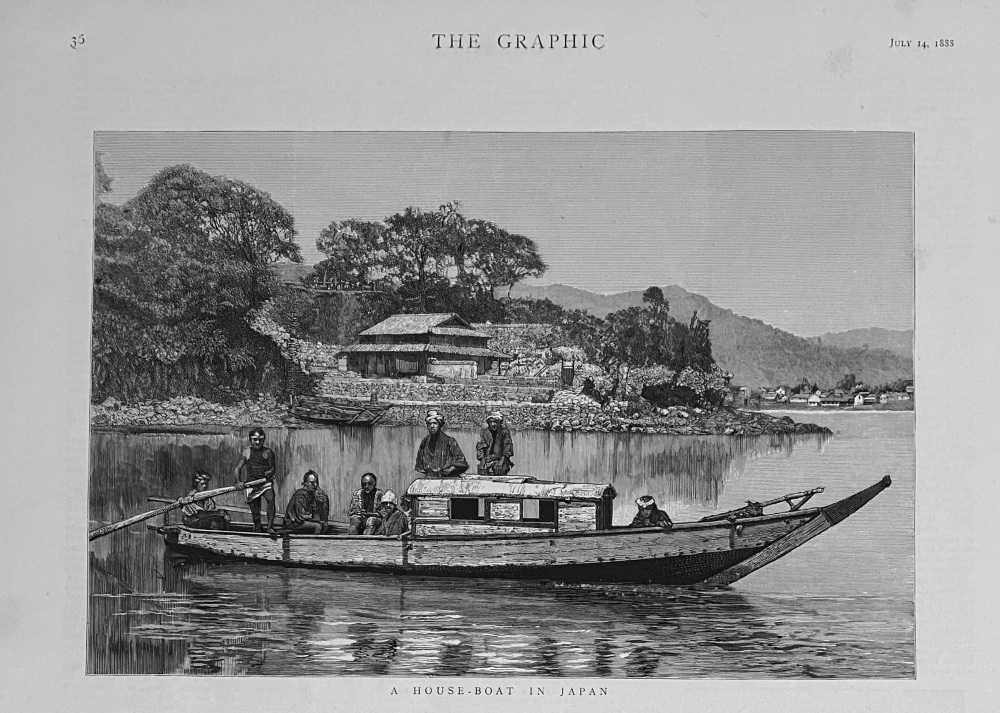 A House - Boat in Japan.  1888.