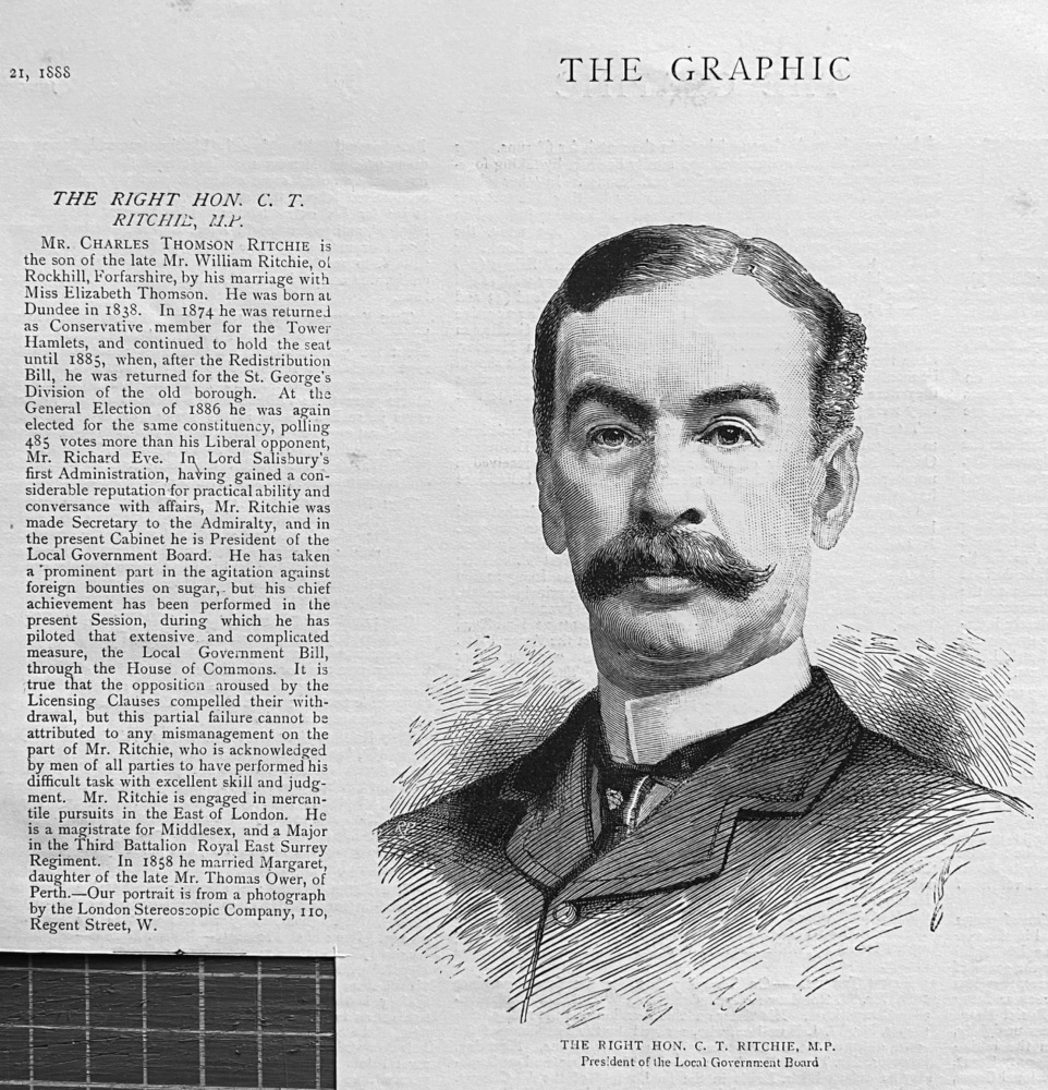 The Right Hon. C. T. Ritchie, M.P.  President of the Local Government Board.  1888.