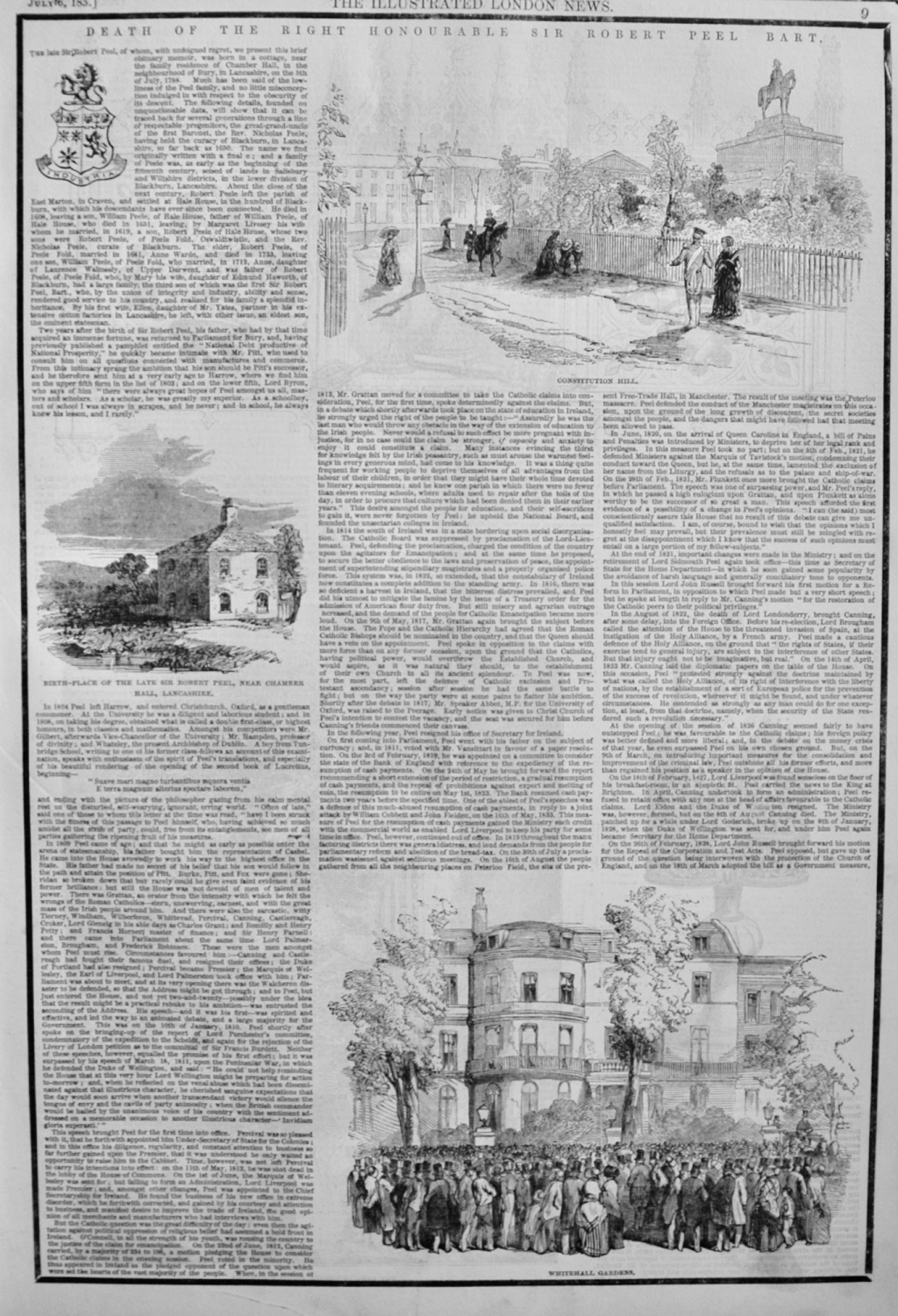 Death of The Right Honourable Sir Robert Peel