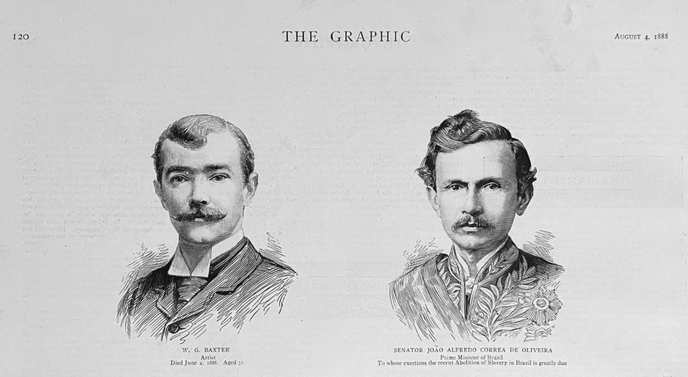 W. G. Baxter,  Artist.    &   Senator Joao Alfredo Correa De Oliveira.  1888.