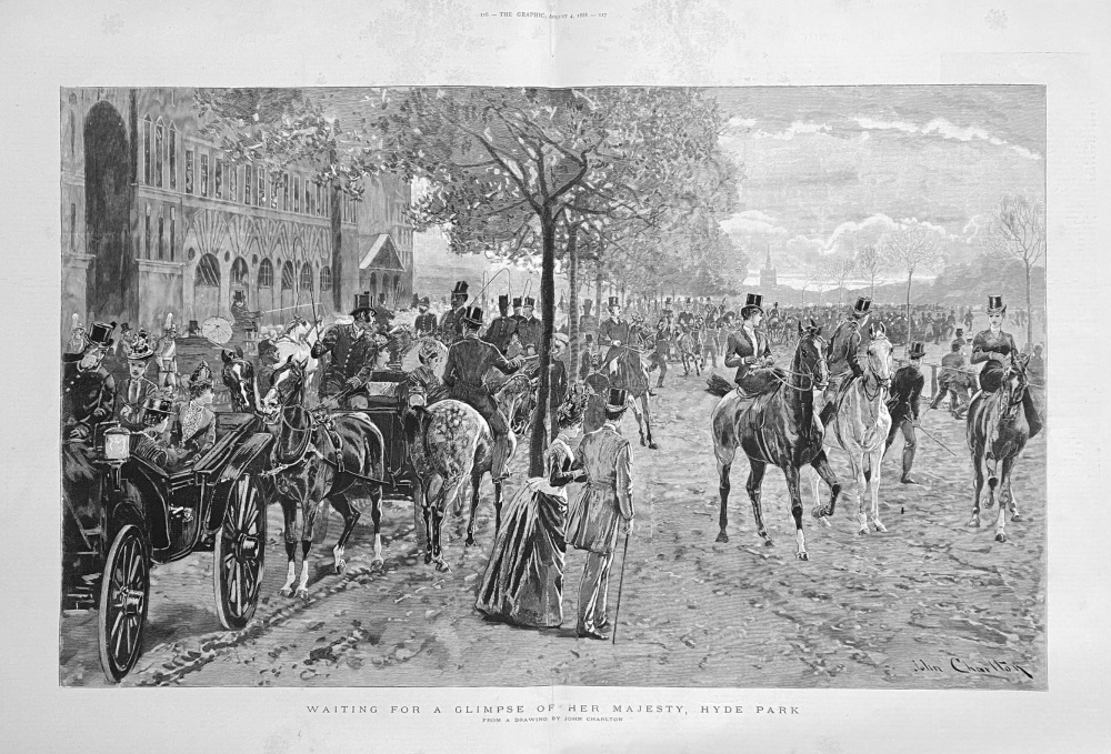 Waiting for a Glimpse of Her Majesty,  Hyde Park.  1888.