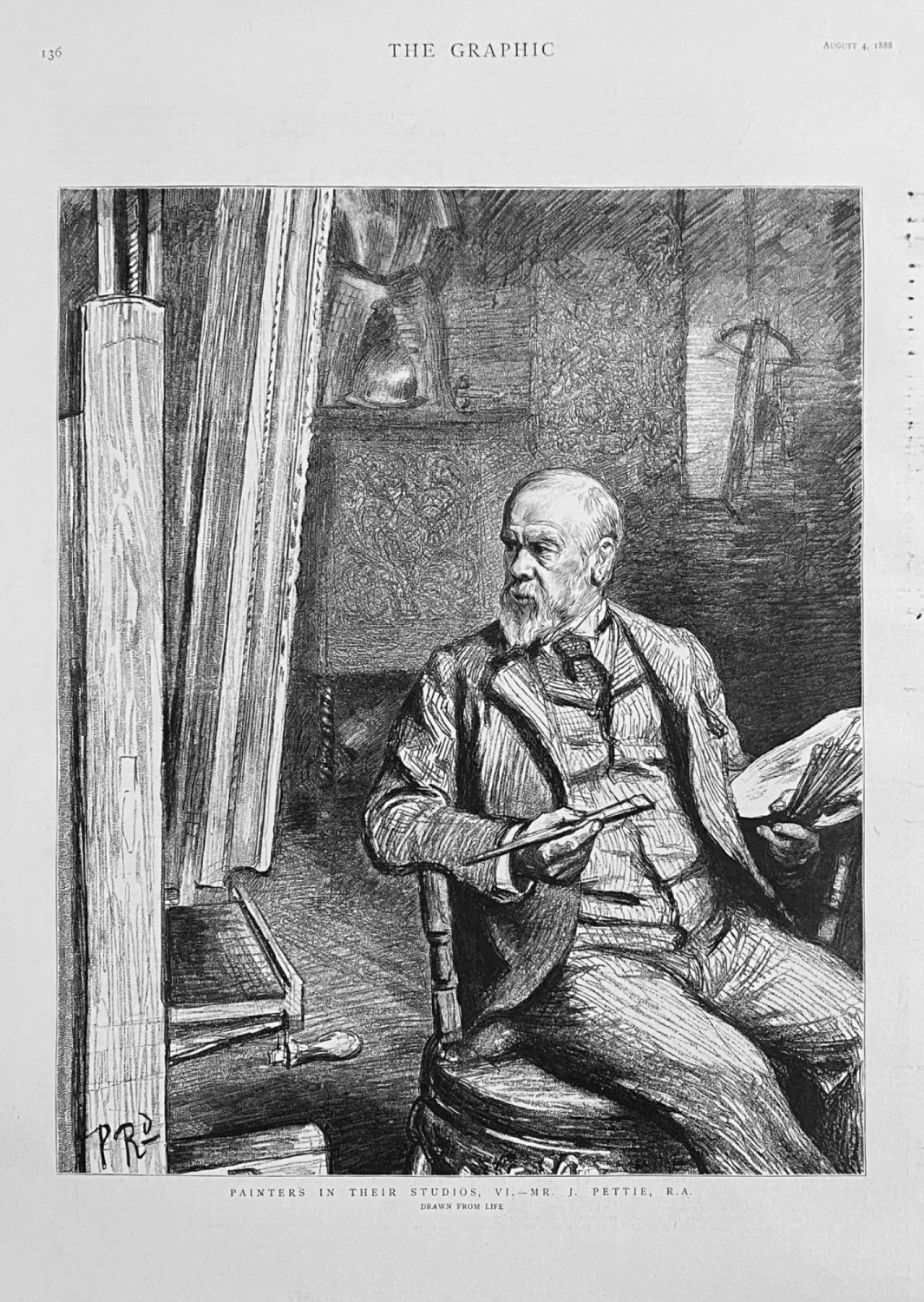 Painters in their Studios,  VI.- Mr. J.  Pettie, R.A.   1888.