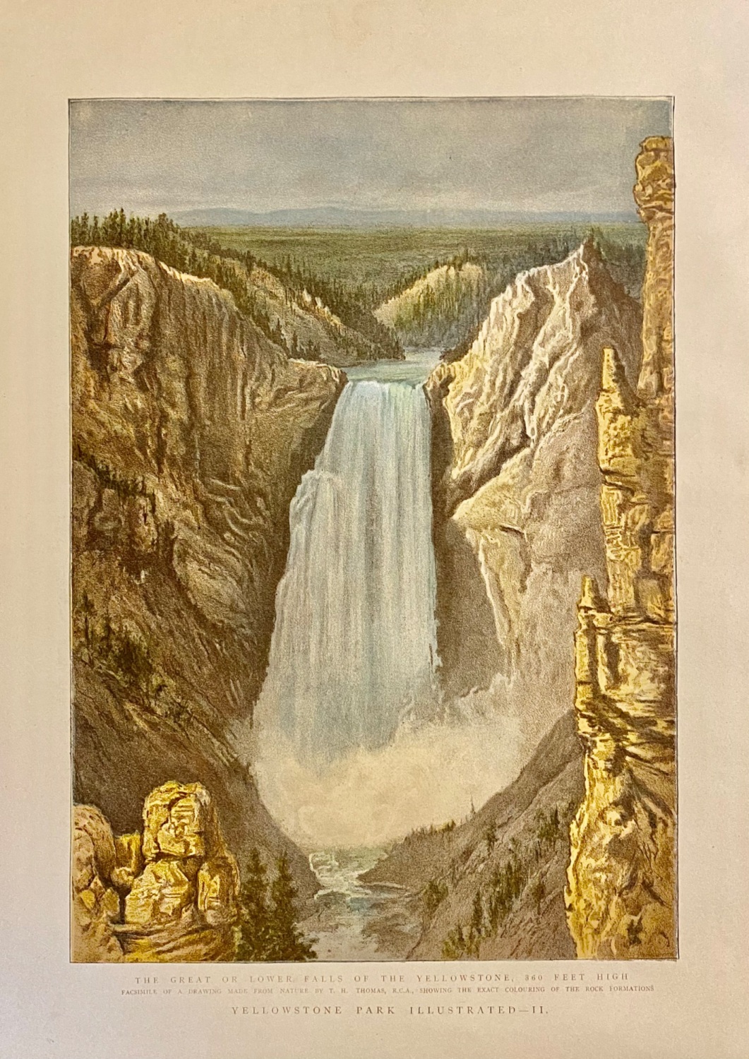 The Great or Lower Falls of the Yellowstone, 360 feet high.  1888.