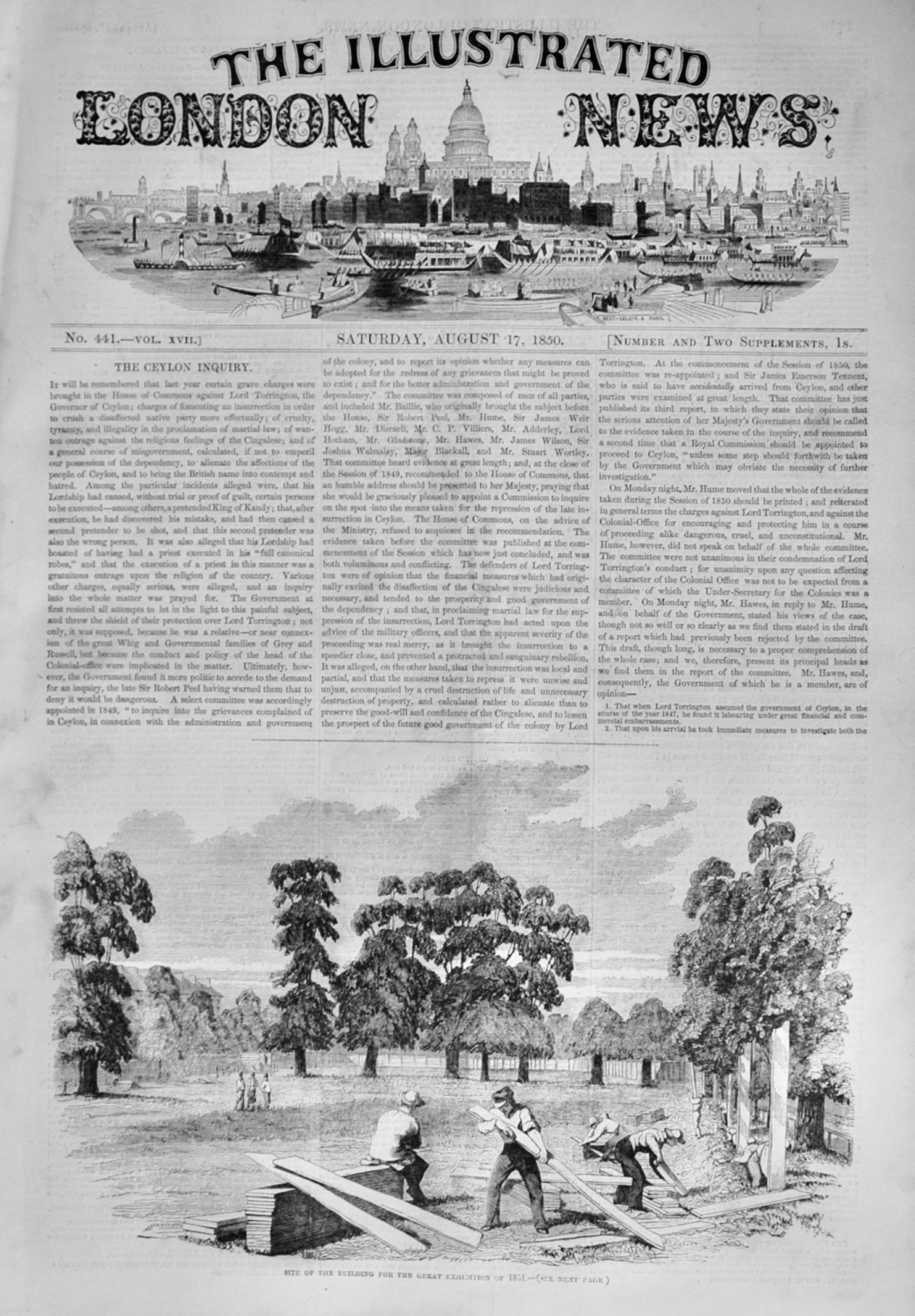 The Illustrated London News and supplement - August 17, 1850