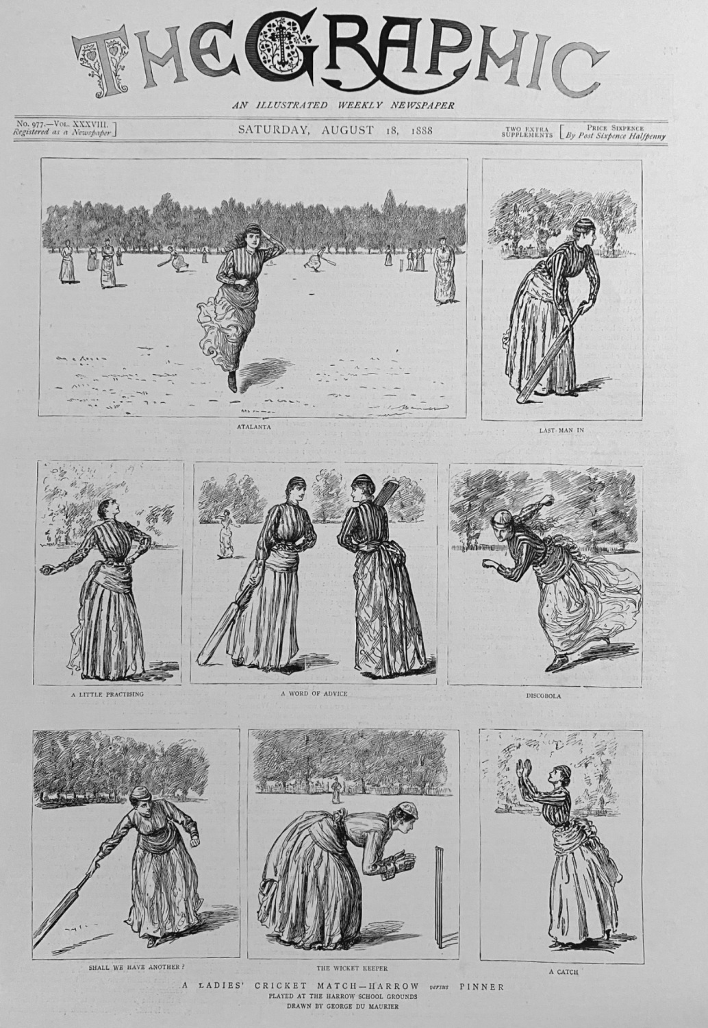 A Ladies' Cricket Match - Harrow  versus  Pinner.  1888.