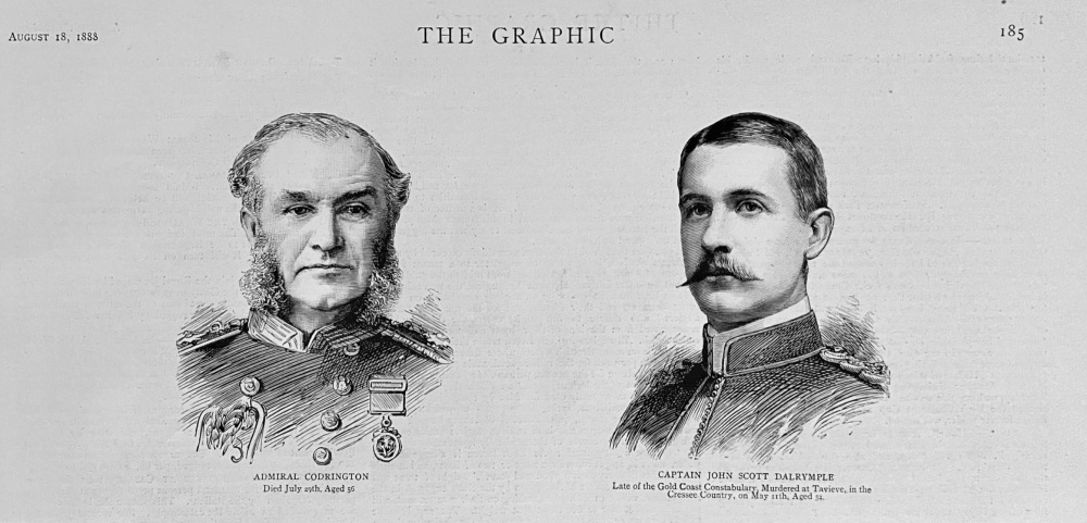 Admiral Codrington,  Died July 29th  Aged 56.    &    Captain John Scott Dalrymple Died May 11th Aged 32.   1888.