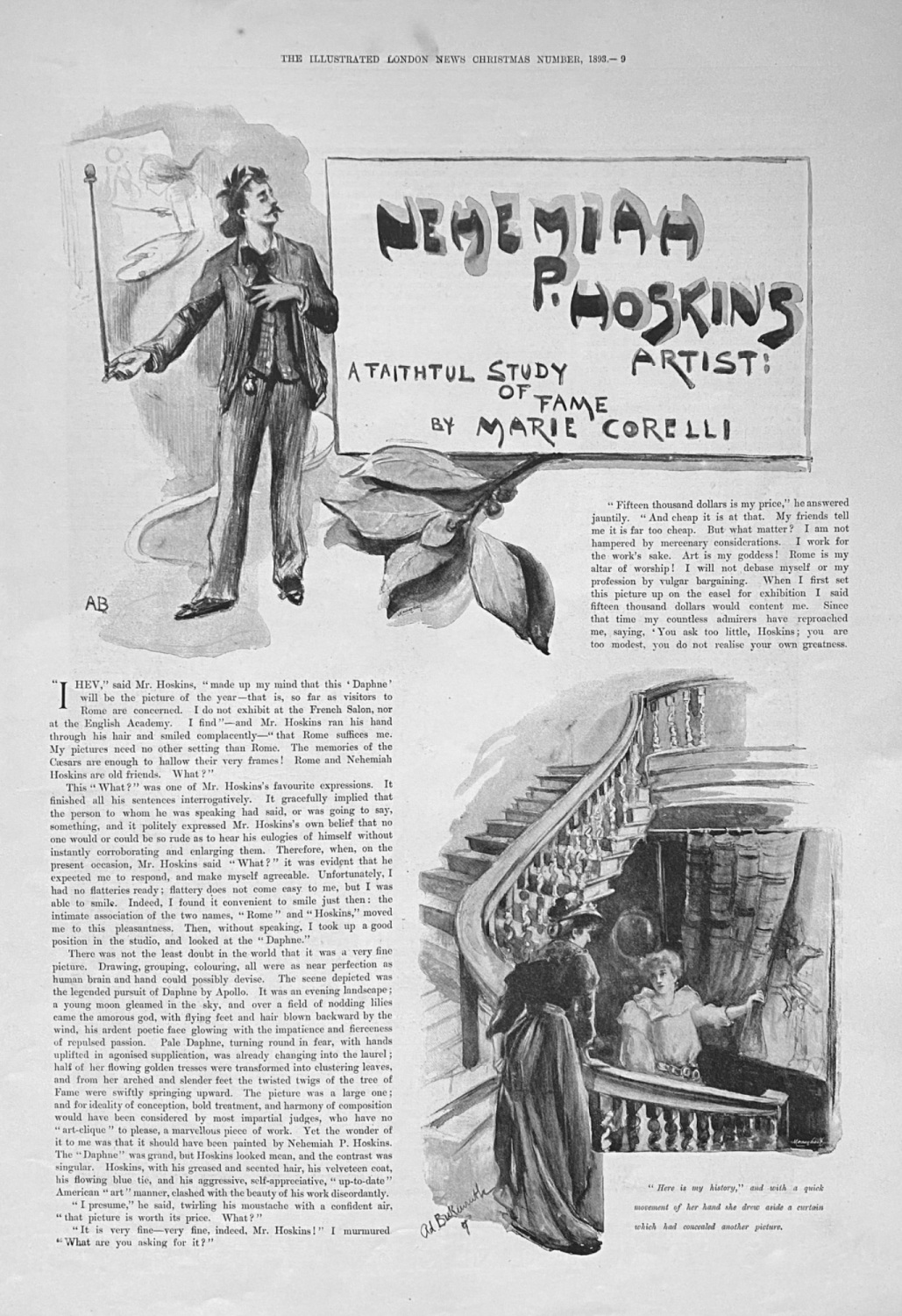 Nehemiah P. Hoskins Artist : A Faithful Study of Fame.  by Marie  Corelli. 