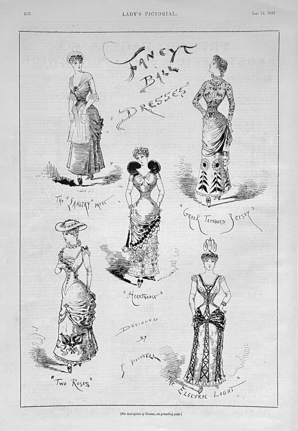 Fancy Ball Dresses.  1882.