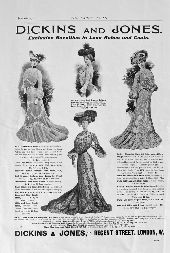 Dickins and Jones., Ltd., Regent Street, London, W.  1902.