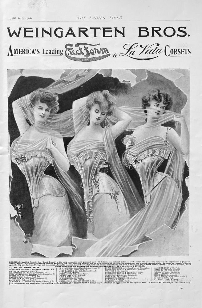 Weingarten Bros.   America's Leading Erect Form Corsets   &  La Vida  Corsets.  1902.