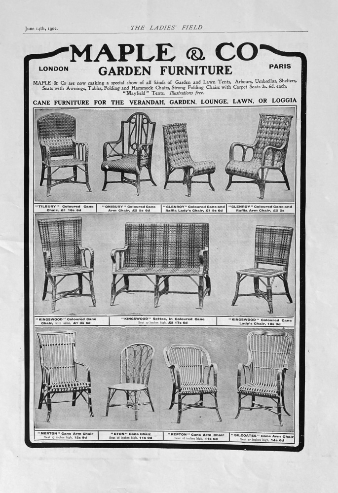 Maple & Co..  Garden Furniture.  1902.