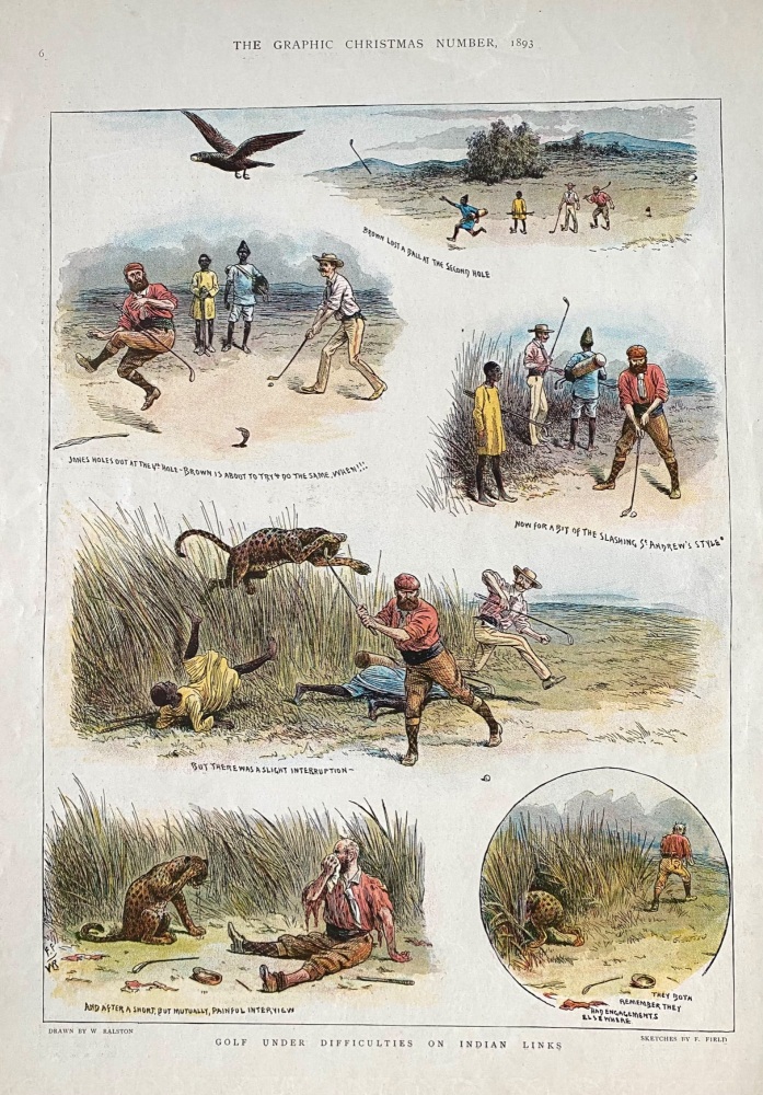 Golf Under Difficulties on Indian Links.  1893.