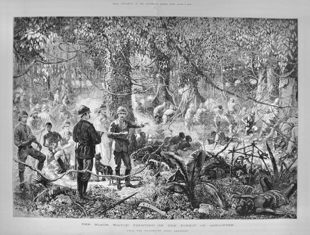 The Black Watch fighting in the Forest of Ashantee