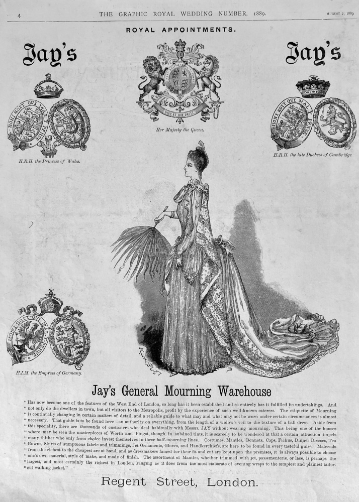 Jay's General Mourning Warehouse, Regent Street, London.   1889.