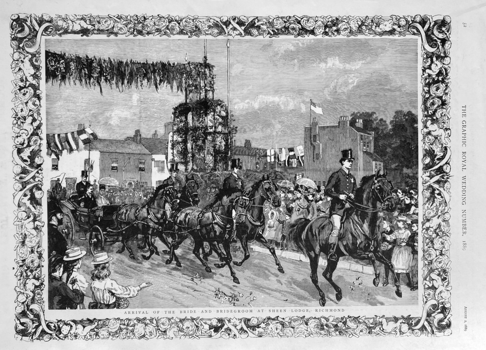 Arrival of the Bride and Bridegroom at Sheen Lodge, Richmond. 1889.