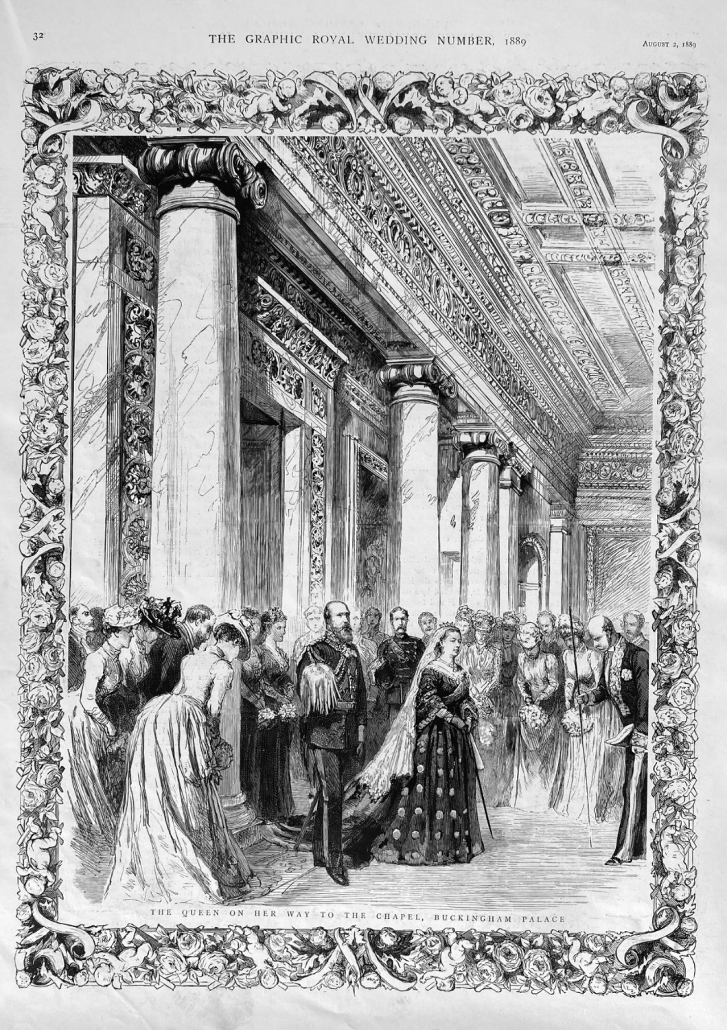 The Queen on Her way to the Chapel,  Buckingham Palace.  1889.