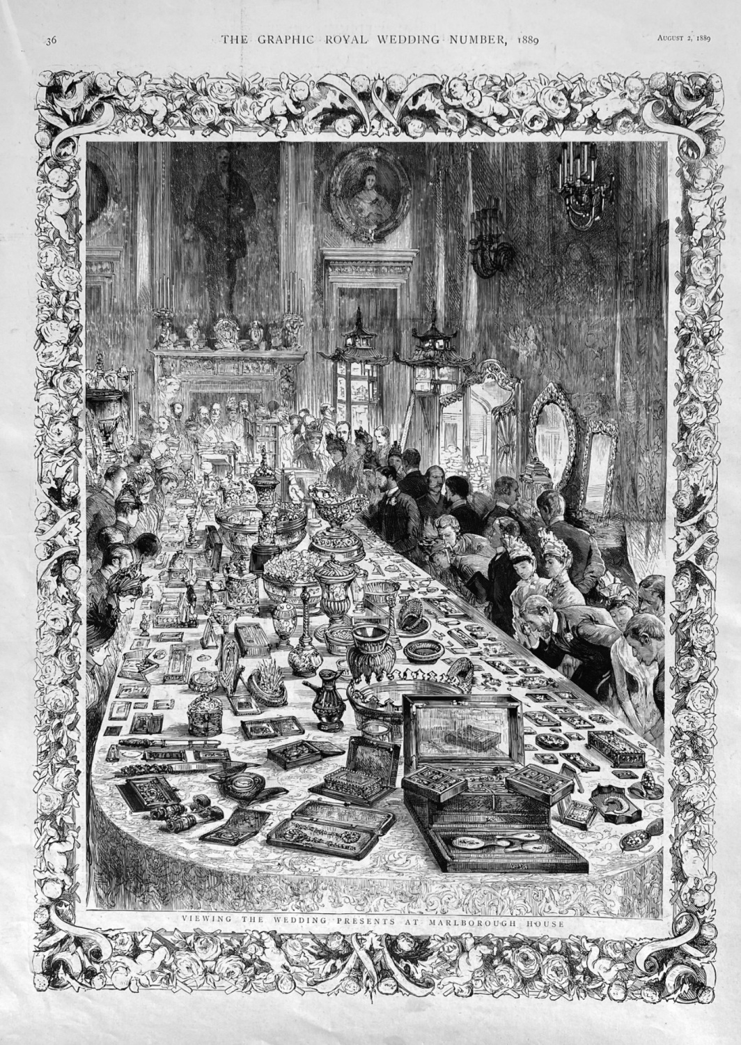 Viewing the Wedding Presents at Marlborough House.  1889.