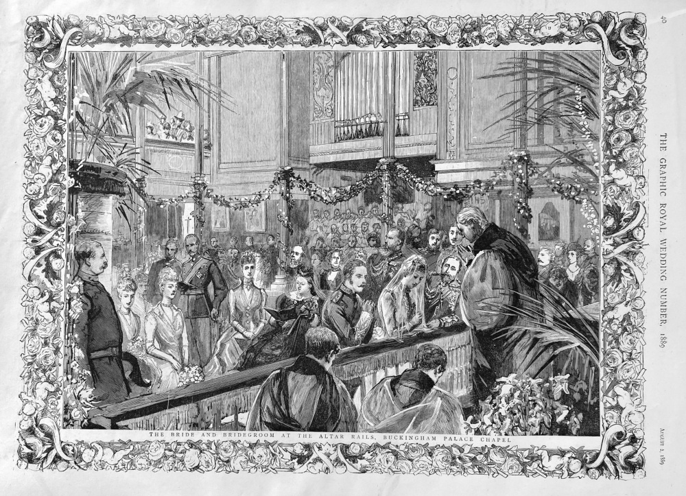The Bride and Bridegroom at the Altar Rails, Buckingham Palace Chapel.. 1889.