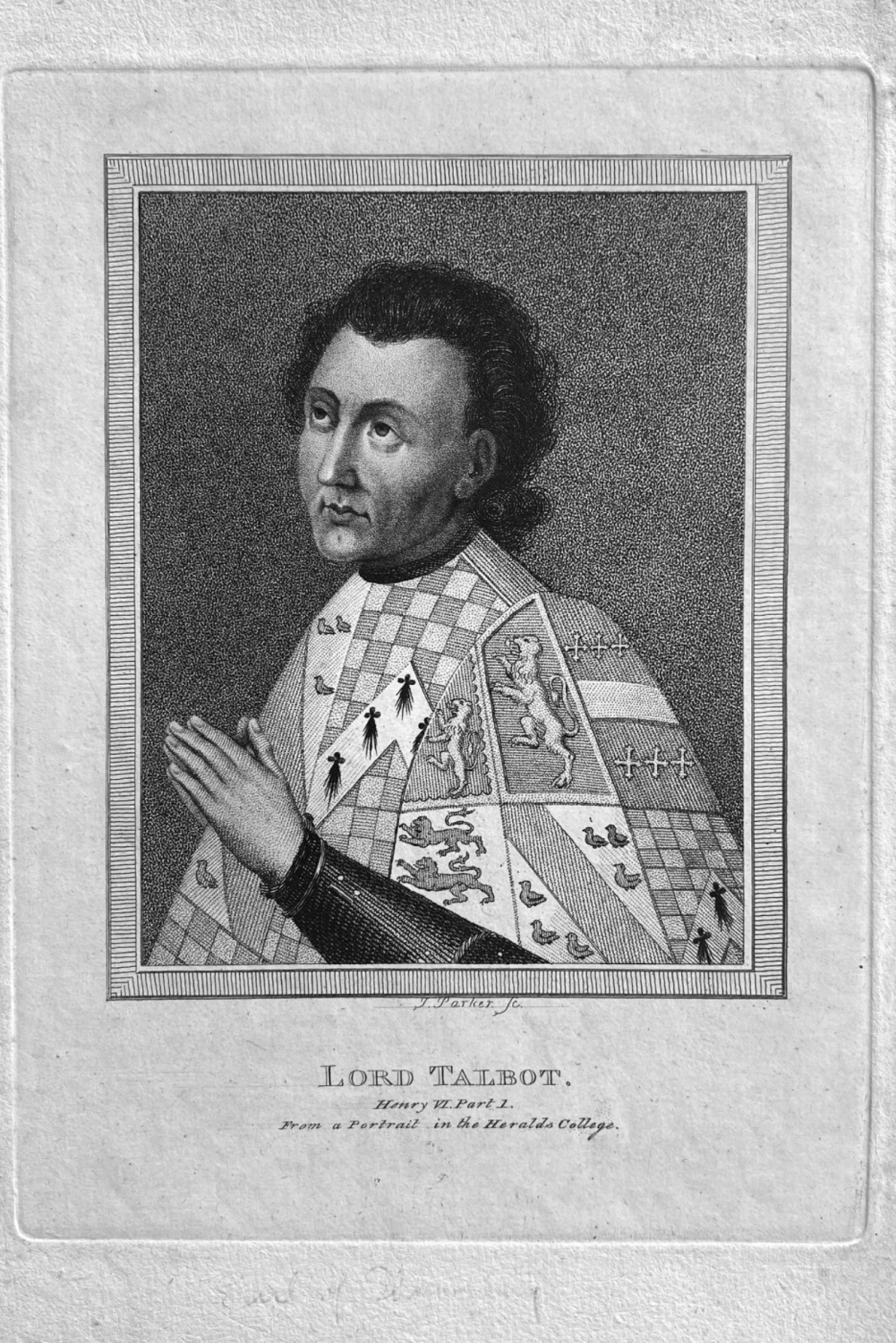 Lord Talbot.  Henry Vi. Part 1.  From a Portrait in the Herald's  College, 