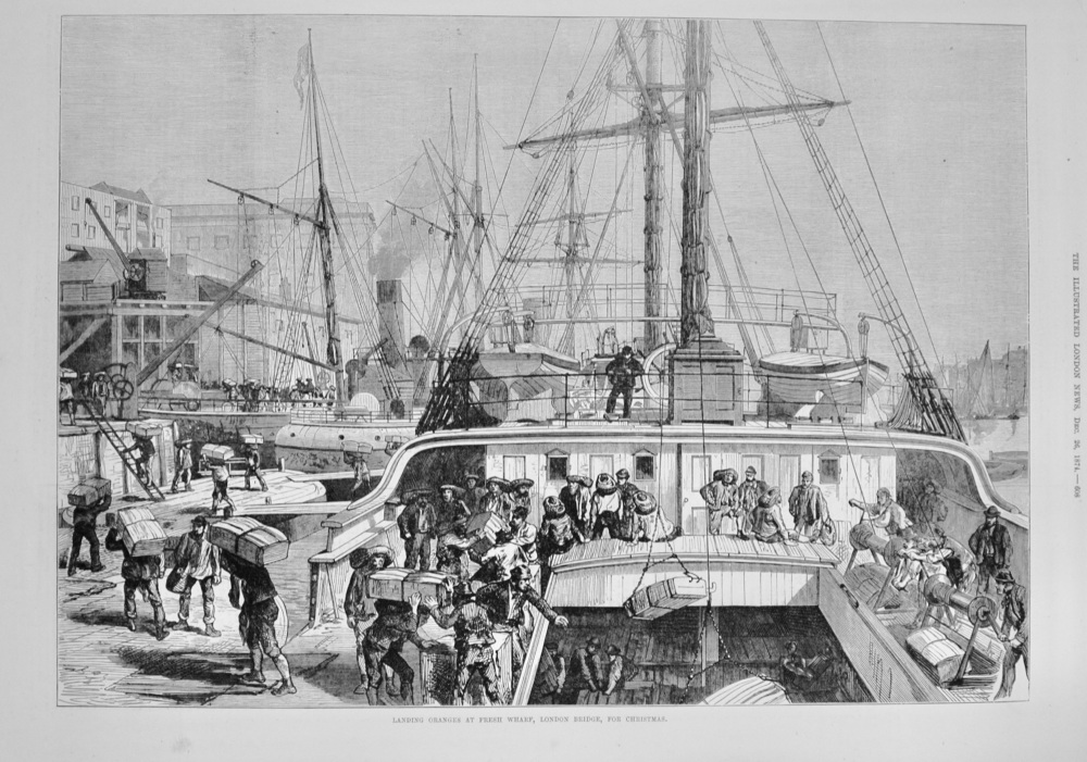 Landing Oranges at Fresh Wharf, London