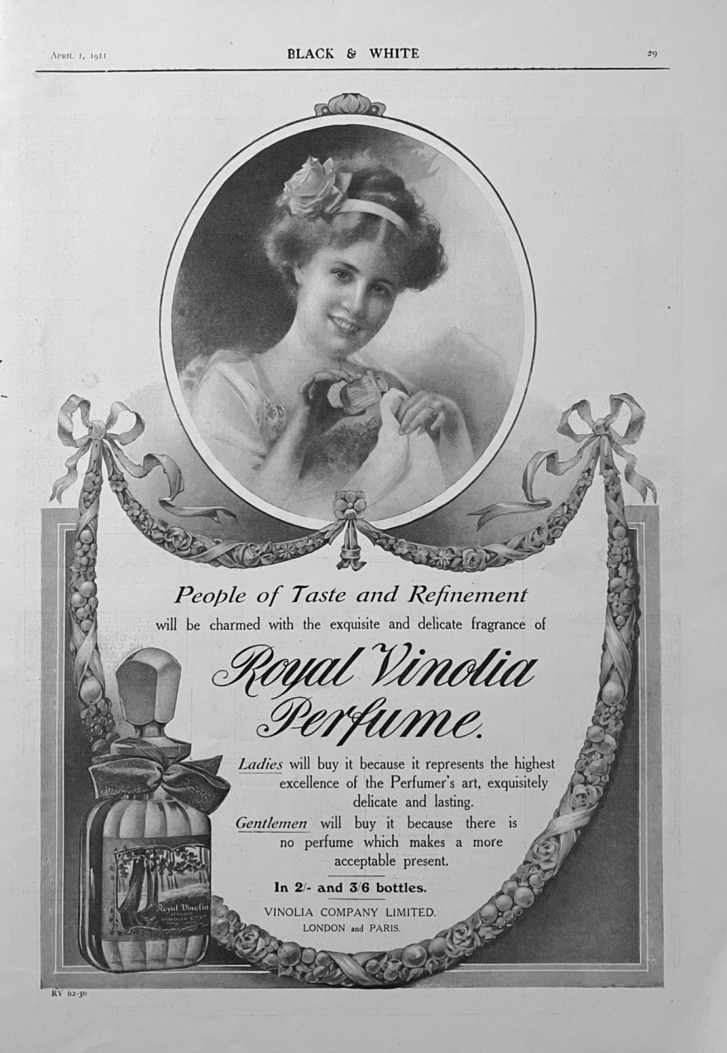 Royal Vinolia Perfume.  1911.