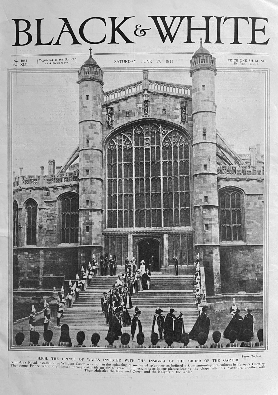 H.R.H.  The Prince of Wales Invested with the insignia of the Order of the 