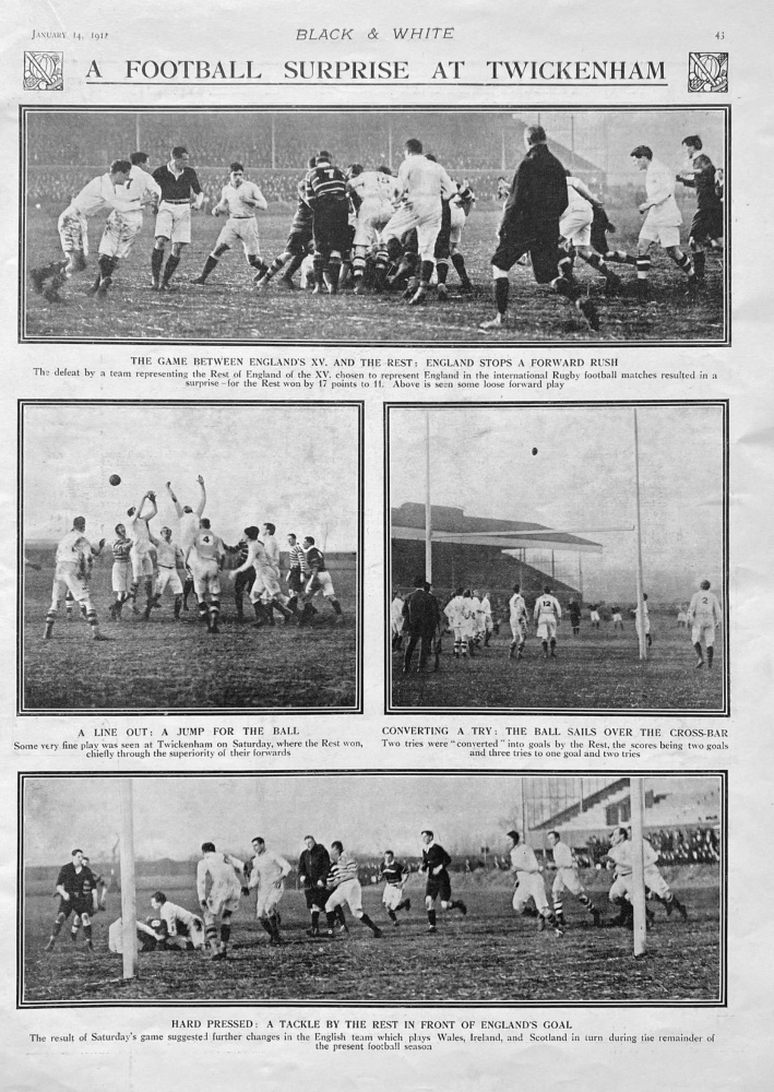 A Football Surprise at Twickenham.  1911.